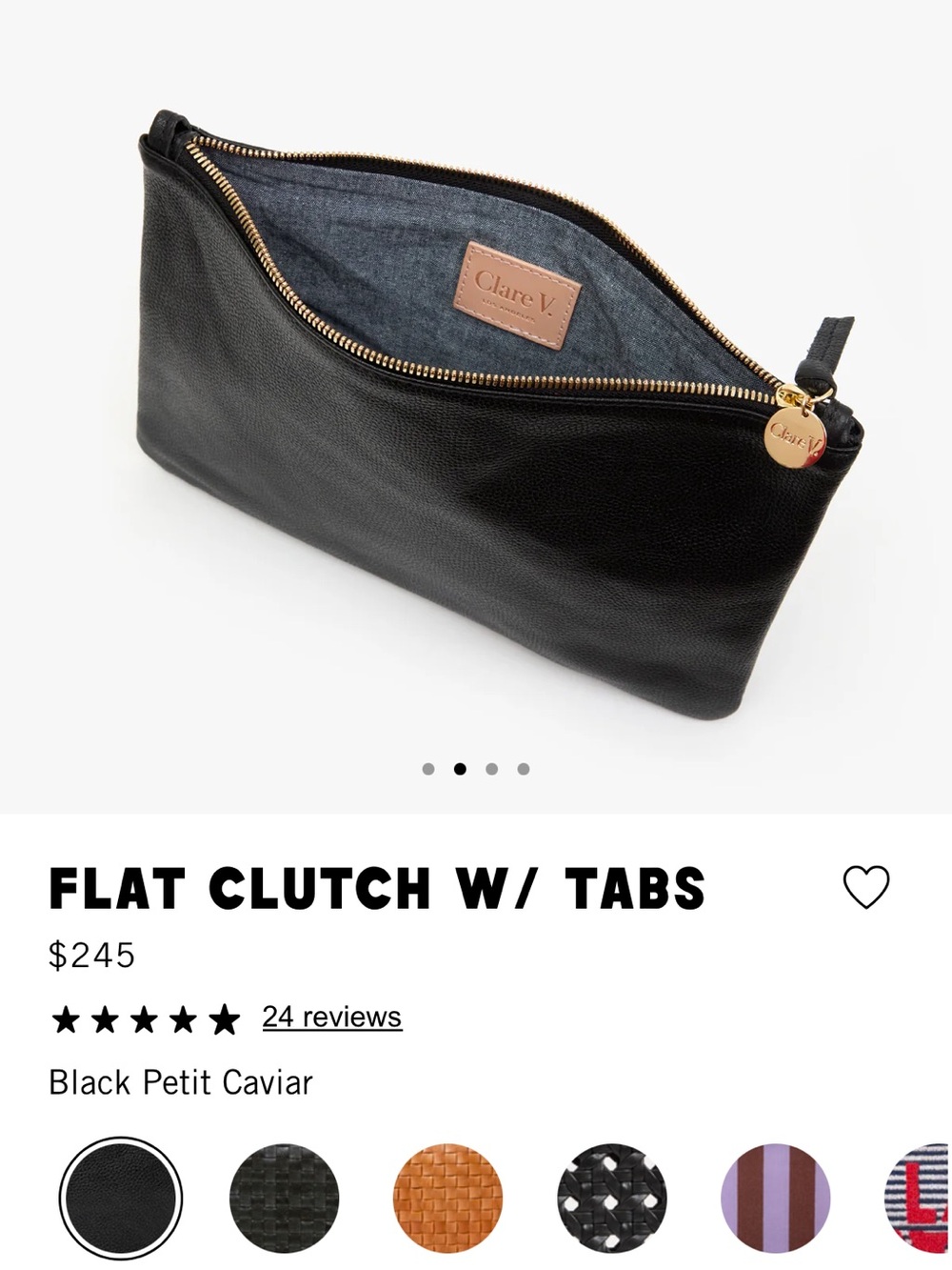 Clare V — Flat Clutch W/ Tabs — Petit Caviar - Picture 2 of 15